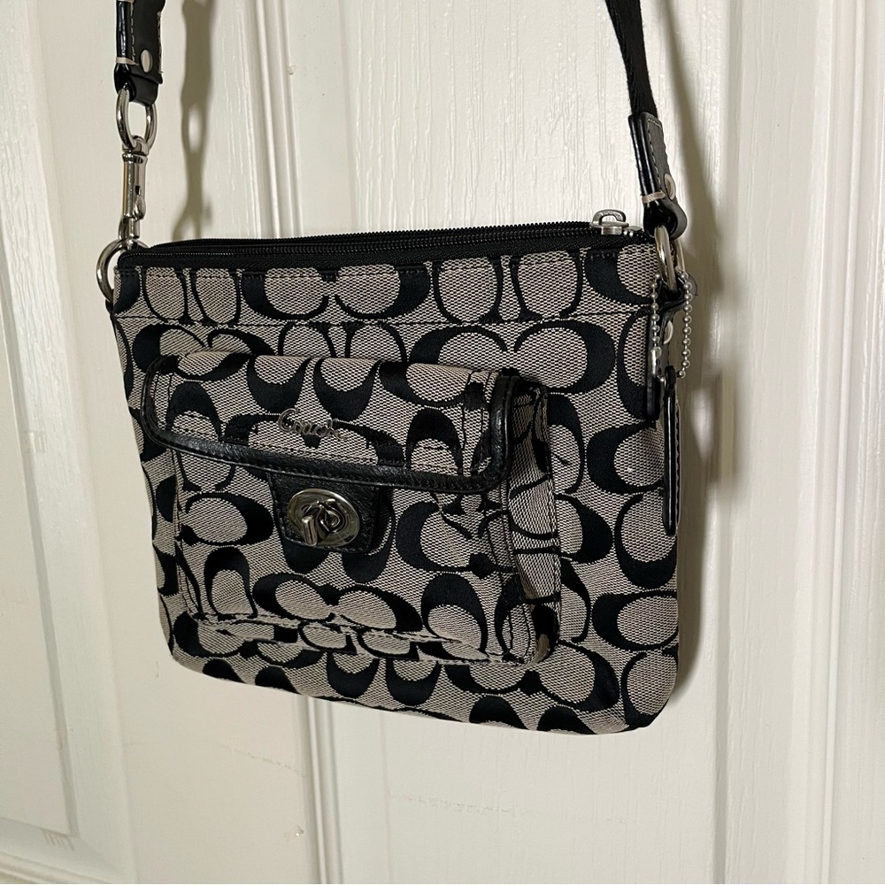 Coach Black and Gray Monogram Crossbody Bag